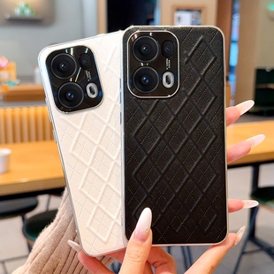 适用opporeno13pro手机壳轻奢新款素皮reno13pro全包镜头防摔reno13高级感小香风oppo立体菱格皮质5g女款潮流