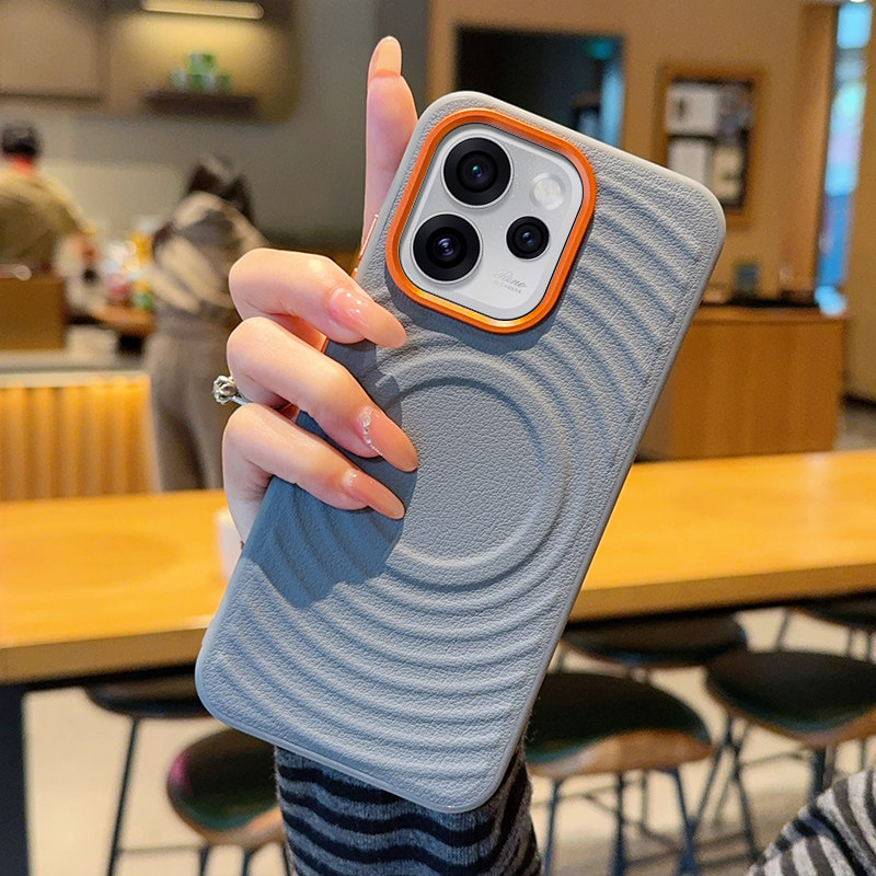 波漾纹适用opporeno15手机壳新款Reno15pro磁吸金甲reno15pro磨砂素皮5g高级个性男女潮RENO15防摔全包保护套