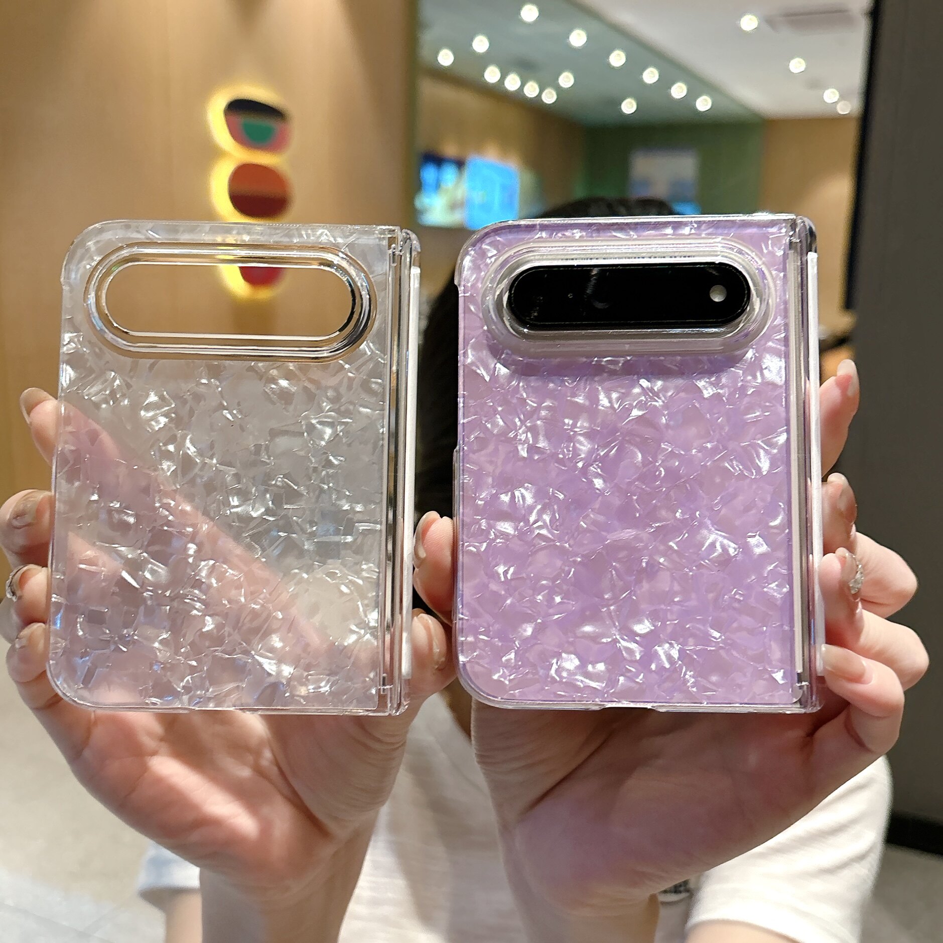 适用小米18fold阔屏手机壳新款可折叠屏小米18FOLD透明贝壳纹中轴全包铰链磁吸保护套高档超薄小清新男女夏天