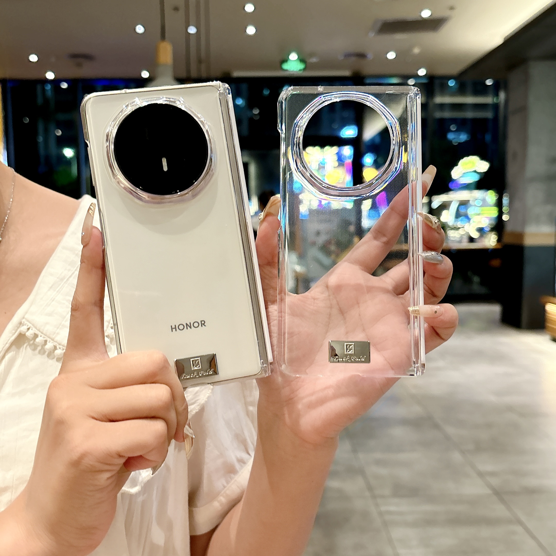 适用华为matex6手机壳超薄x6典藏版华为matex5磁吸新款透明半壳vivoxfold3折叠屏半包外壳带双中轴保护findn5