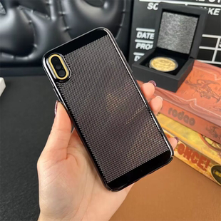 适用自带镜头膜网孔苹果xs手机壳电镀网格iPhoneX超薄苹果xsmax散热壳XR高级男款xr女潮硬壳5g无边框XS保护套