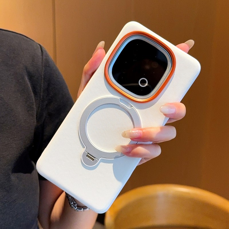 适用vivoiqoo13手机壳新款步步高iqoo13网红皮纹IQOO13金甲磁吸旋转支架iq13金属镜头圈素皮男女5g防摔保护套