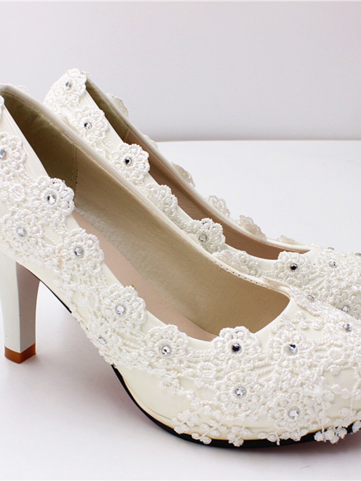 SPRING NEW ROUND TOE HIGH HEEL WHITE WEDDING SHOES WEDDING BRIDAL SHOES RHINESTONE STRAPS WOMENS SHOES BH0709