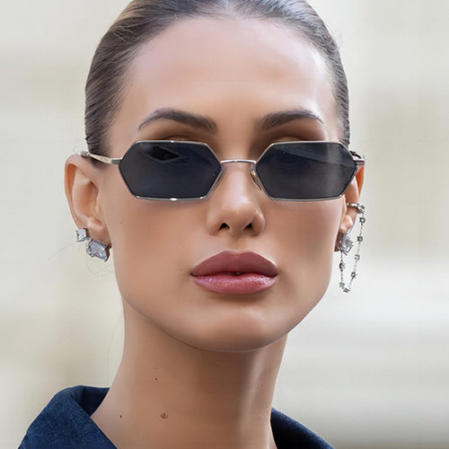 英系coss koko欧美多边形太阳镜新款复古金属太阳眼镜辣妹时尚