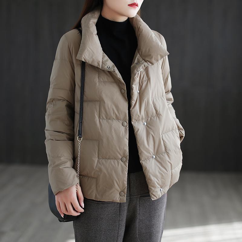 法国CherryKoko反季新款秋冬季轻薄羽绒服女短款白鸭绒大码立领