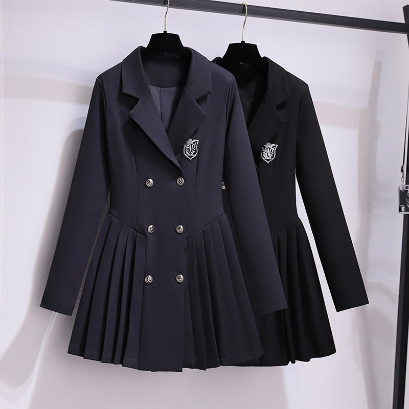 法国chrry koop学院风西装裙春秋装收腰jk制服小黑裙御姐性感