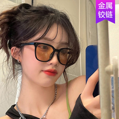 英系coss koko复古米钉方形个性黑框茶色墨镜女高级感ins