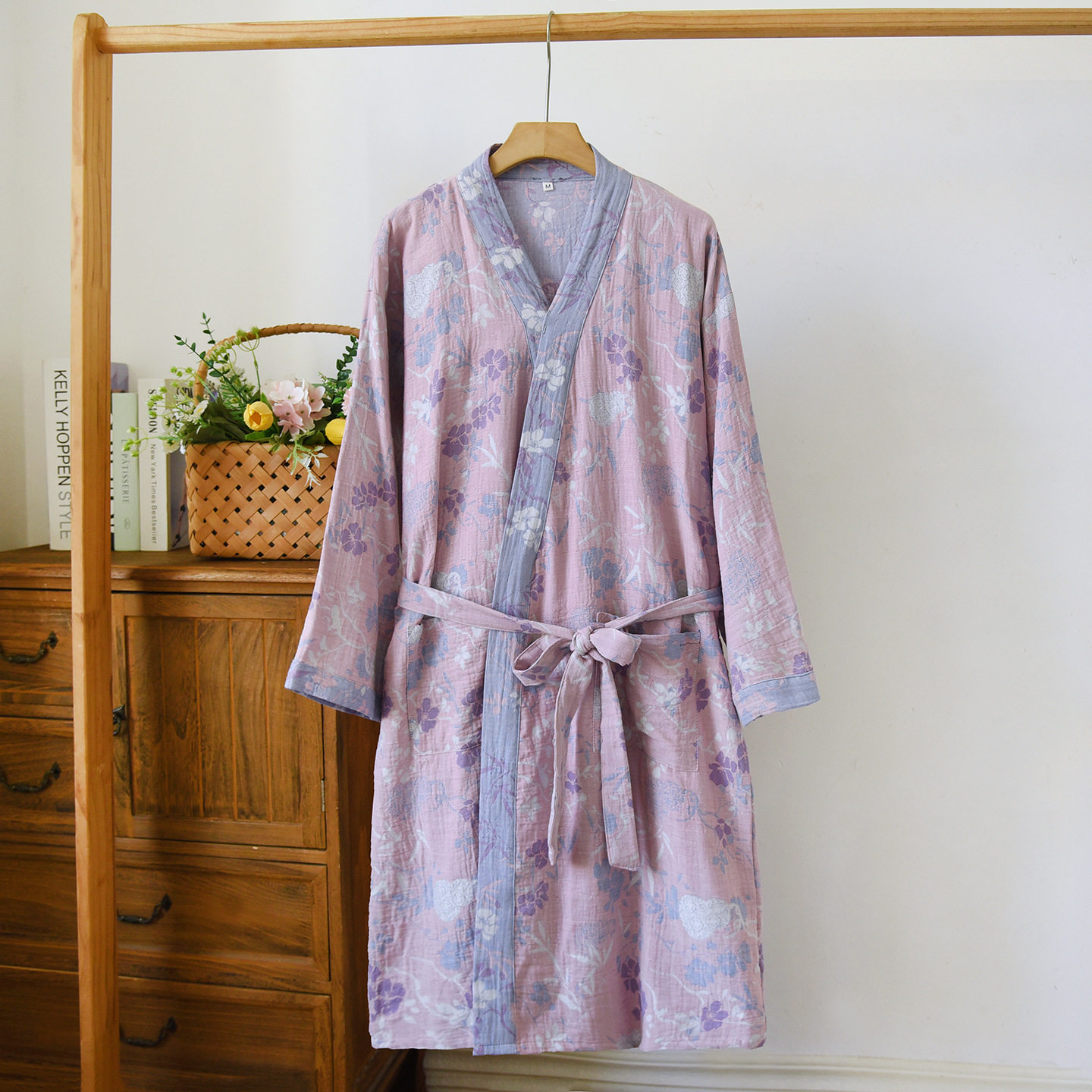 法国gentle motto色织提花睡袍和服浴袍女款春秋夏季棉休闲宽松