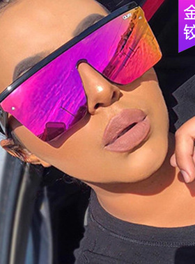 英系coss koko紫色墨镜潮流大框连体太阳镜新款女街拍驾驶