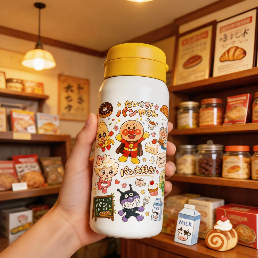 日系动漫卡通手绘面包贴纸昭和复古可爱超人装饰笔记本电脑平板吉他玻璃保温水杯手机壳电动车UV转印贴水晶标