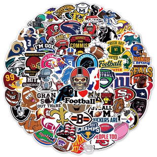 500张美式足球橄榄球NFL联盟堪萨斯城酋长队超级碗贴纸笔记本电脑平板吉他水杯行李箱公羊队手机装饰贴画防水