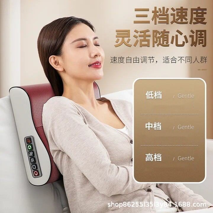 仿真人智能按摩枕颈肩按摩器多功能热敷颈椎腰背部按摩器推拿