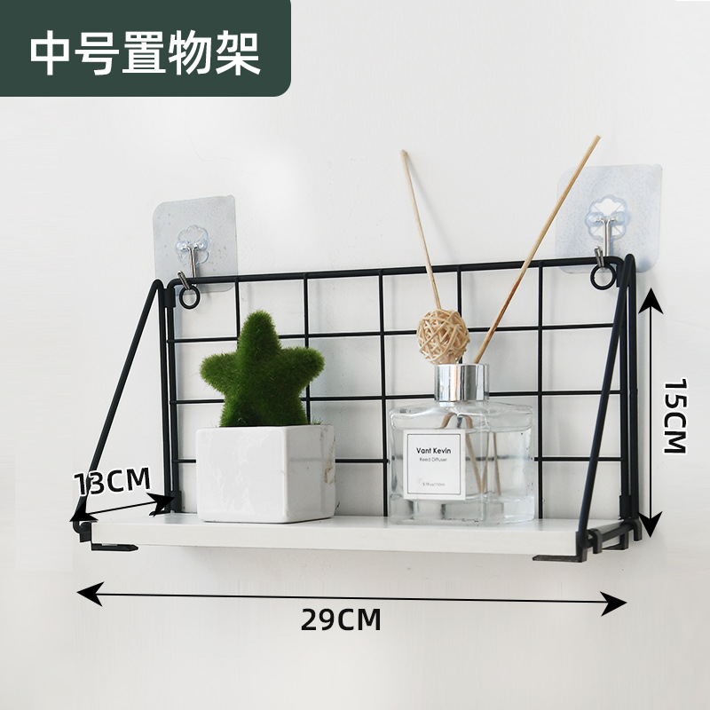 免打孔墙上置物架壁挂式整理铁艺收纳折叠储物架客厅书厨房浴室架