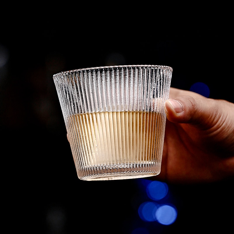 。创意水杯玻璃杯酒条纹威士忌杯锤纹家用网红啤酒杯ins洋风北欧