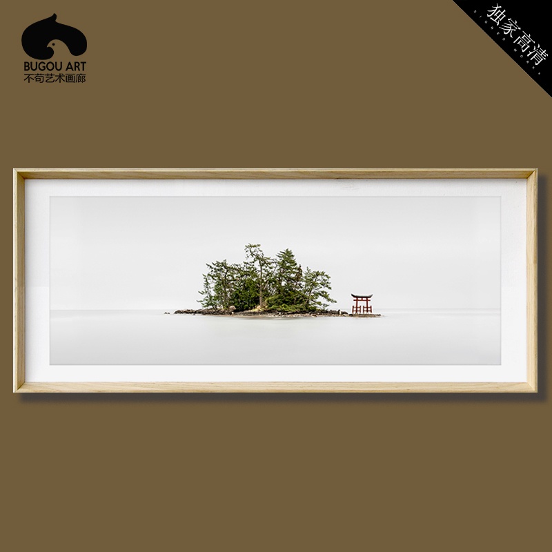 日式禅意风景摄影极简约禅宗原q木色装饰画玄关墙壁挂画卧室床头