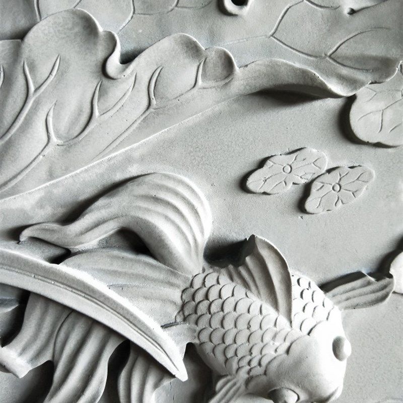 连年有余直径80厘米砖雕 中式仿古 浮雕 背景墙 古建影壁照壁园