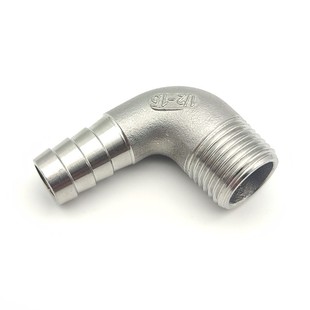 304不锈钢外丝皮管弯头外丝皮接头外螺纹90度软管接宝塔4分6分1寸