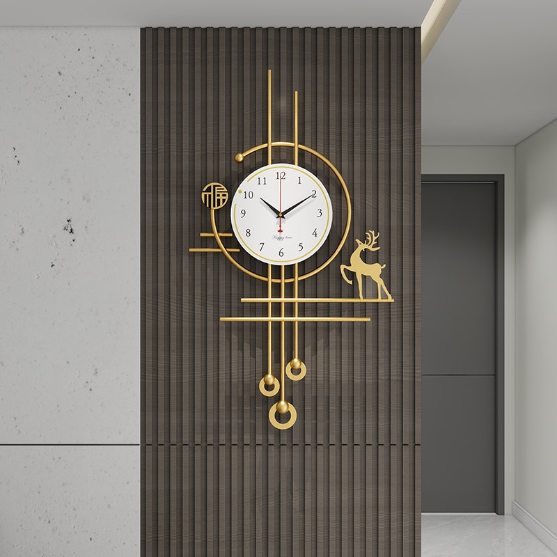 网红客厅挂钟2024新款现代简约静音钟表栅格挂钟现代家用高端钟表