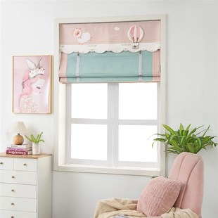 韩式卡通公主全遮光窗帘升降帘提拉小窗短帘刺绣儿童房卧室遮阳帘