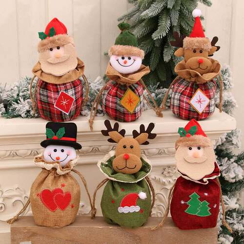 Christmas decorations linen gift bag Goodie bag礼物袋糖果袋