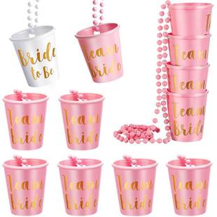 1Set Team Bride To Be Cup Plastic Shot Glasses Necklace Bach