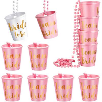 1Set Team Bride To Be Cup Plastic Shot Glasses Necklace Bach
