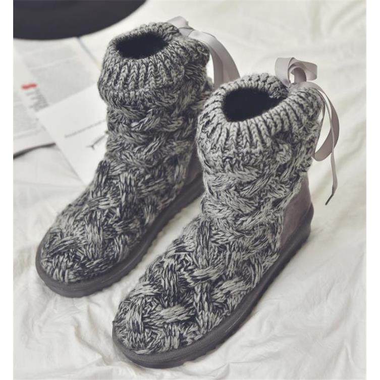 针织棉鞋雪地靴女 ж сапоги knitted winter boots women