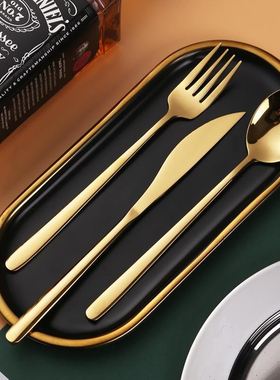 Knife, fork and spoon set of three steak plates cutlery