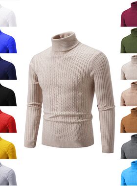 Men Winter Turtleneck Pullover Thermal Sweater男高领套头毛衣