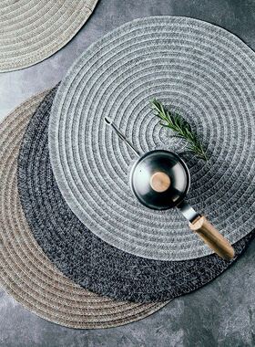 编织餐垫碗盘垫Woven round placemat insulated plate bowl mat