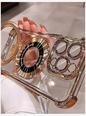 Golden Electroplating Full Cases Cover with film stand for IPHONE 17 16 15 14 13 12 11 XR XS PRO MAX