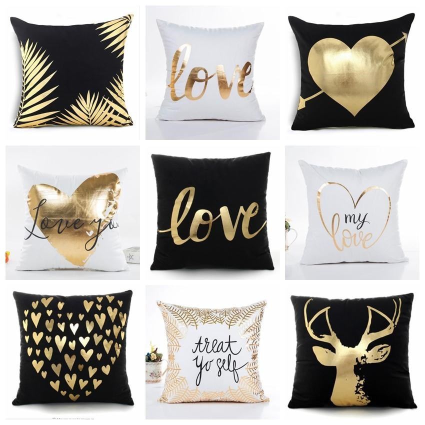 christmas bronzing cushion decorative pillow black and white
