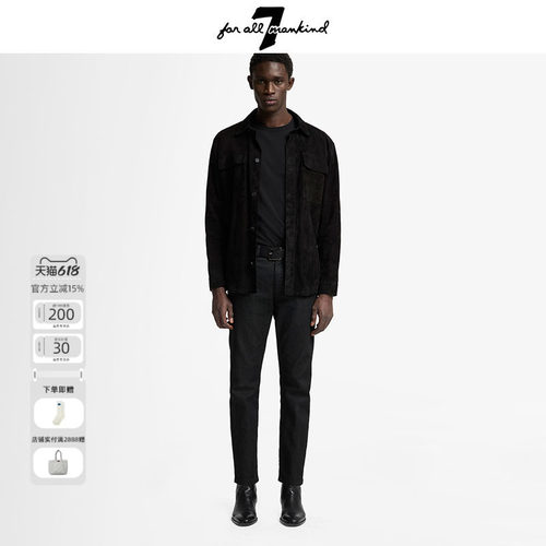 7 For All Mankind2026新款商务通勤修身裤男百搭高端黑色牛仔裤