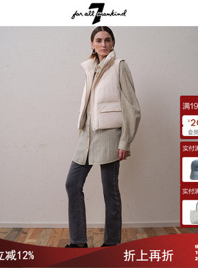 7 For All Mankind25新品日系复古立领工装棉衣马甲无袖外套