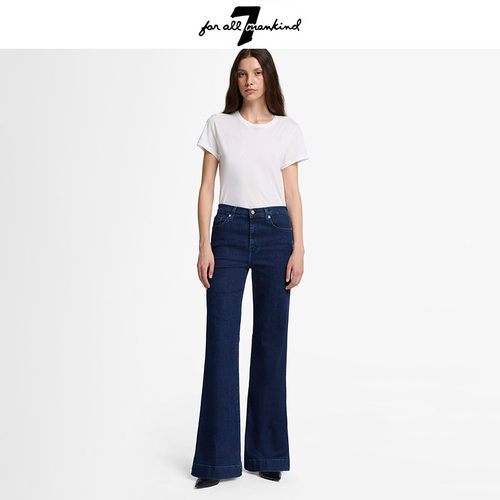 7 For All Mankind春夏新款高腰阔腿修身微喇牛仔裤裤型赞弹力女
