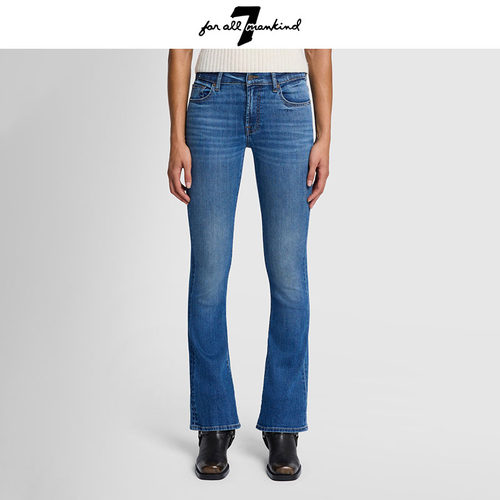 7 For All Mankind女早春新品百搭显瘦微喇喇叭牛仔裤时尚高级