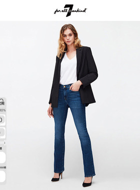 7 For All Mankind女中腰修身显瘦蓝色水洗微喇牛仔喇叭裤BOOTCUT