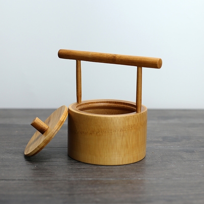 竹收纳盒x竹罐子茶叶罐井字手提储物罐首饰盒竹工艺品