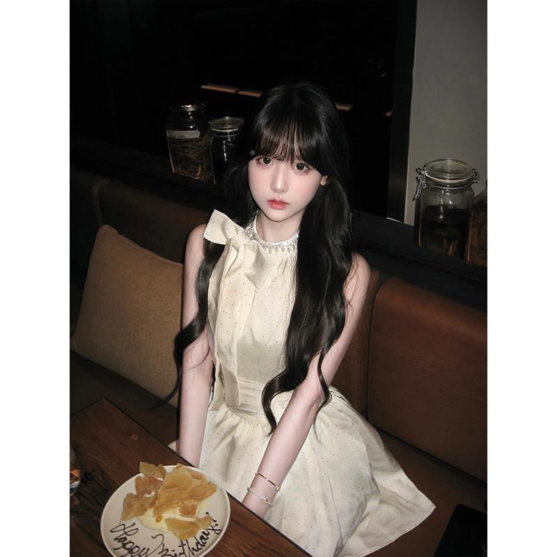 蝴蝶结挂颈洋装NKN1492025女超高级感小千金穿搭众火设计波点生日