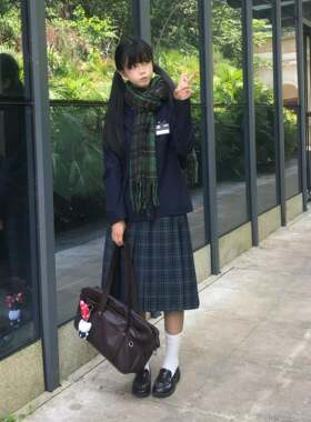 深夜幻境】#海#墨绿格优等生JK制裙服格学院中长KJX百苔褶裙半身