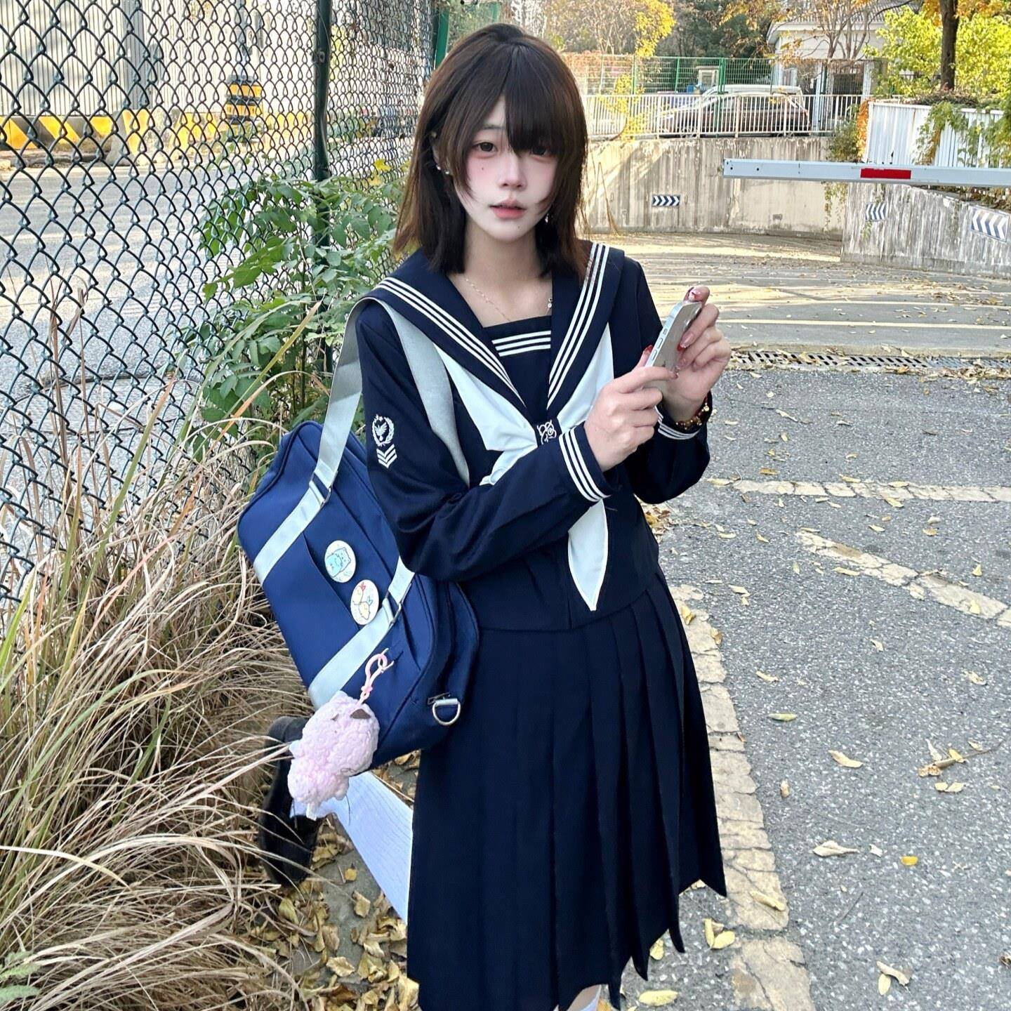 绀巧所工作室jk制服XFD色水基三本鸟章础款春秋款长袖校供手服中