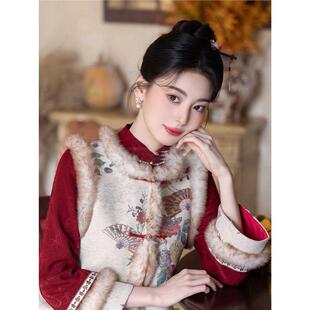 红色旗袍新中式订婚敬酒服拜年服2025新款冬款加绒加厚年轻款少女