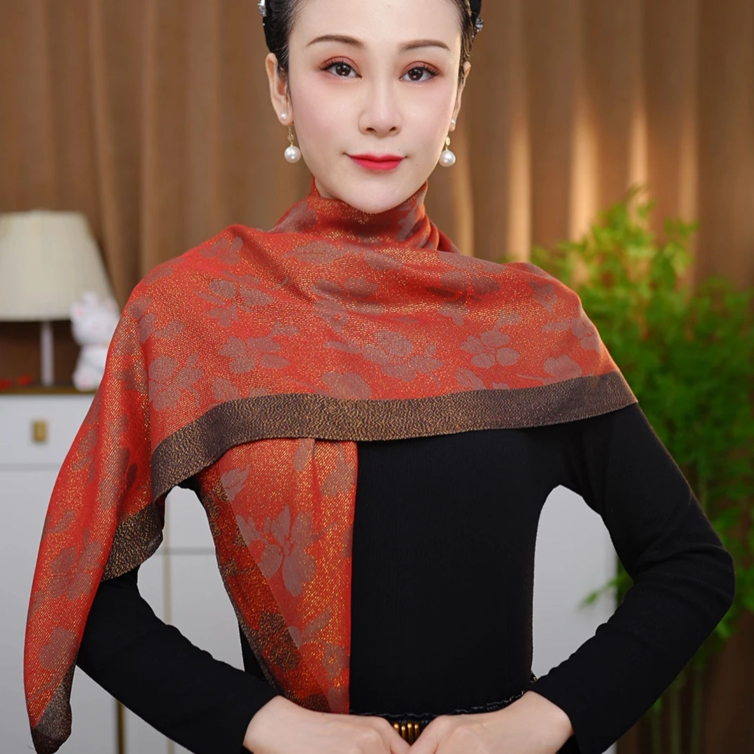 2026春秋新款国风印花女士大方巾复古丝巾金丝枫叶100*100cm披肩,服饰配件/皮带/帽子/围巾,围巾/丝巾/披肩,淘宝优惠券,粉丝福利购,淘宝优惠卷