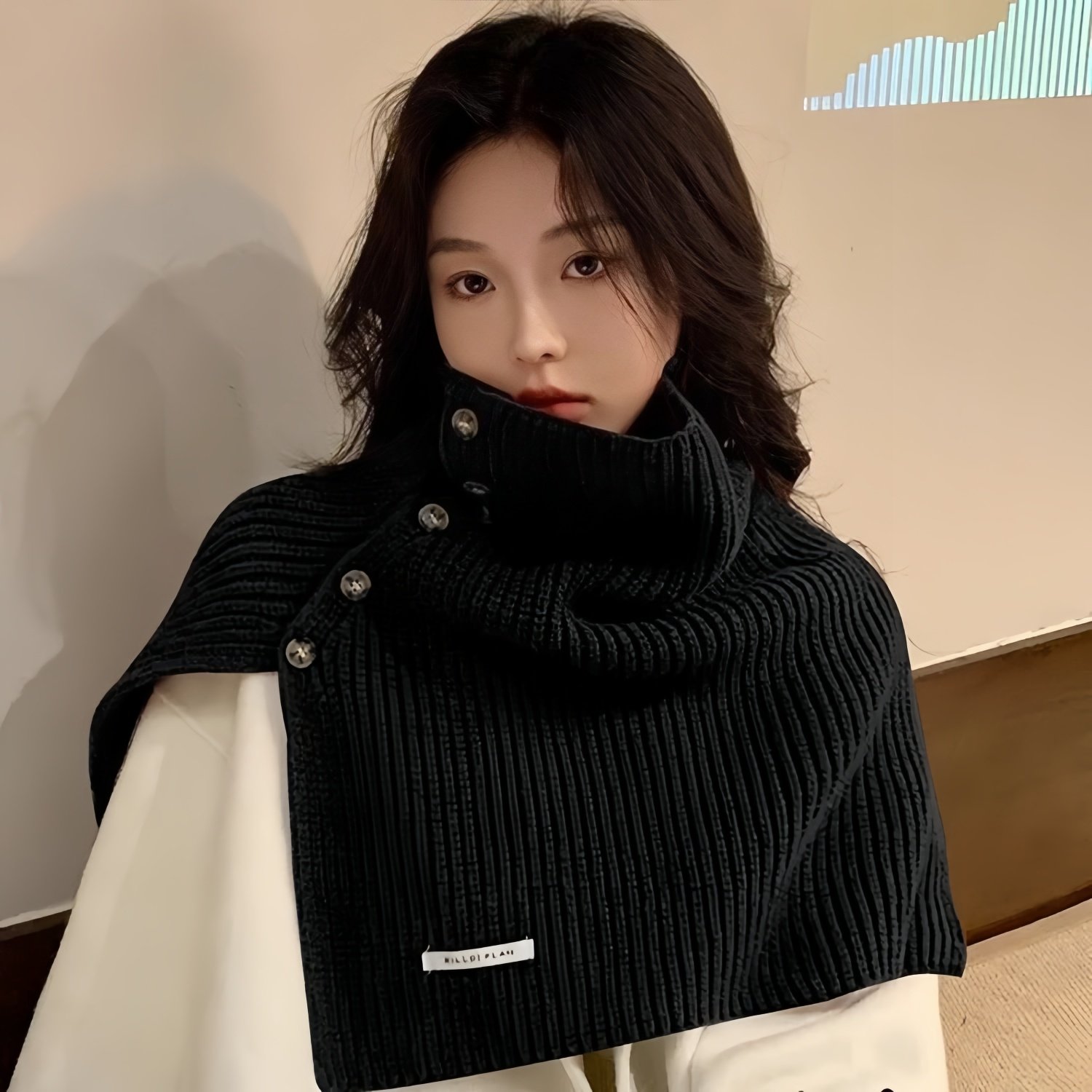 韩版开叉高领毛线披肩女秋冬外搭针织套头脖套百搭保暖围脖围巾,运动包/户外包/配件,围巾/围脖,淘宝优惠券,粉丝福利购,淘宝优惠卷