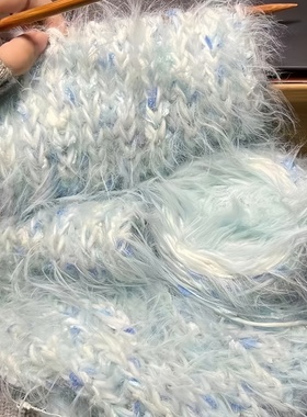 围巾毛线手工diy自制温暖长绒混线编织棒针元宝送闺蜜男女友围脖