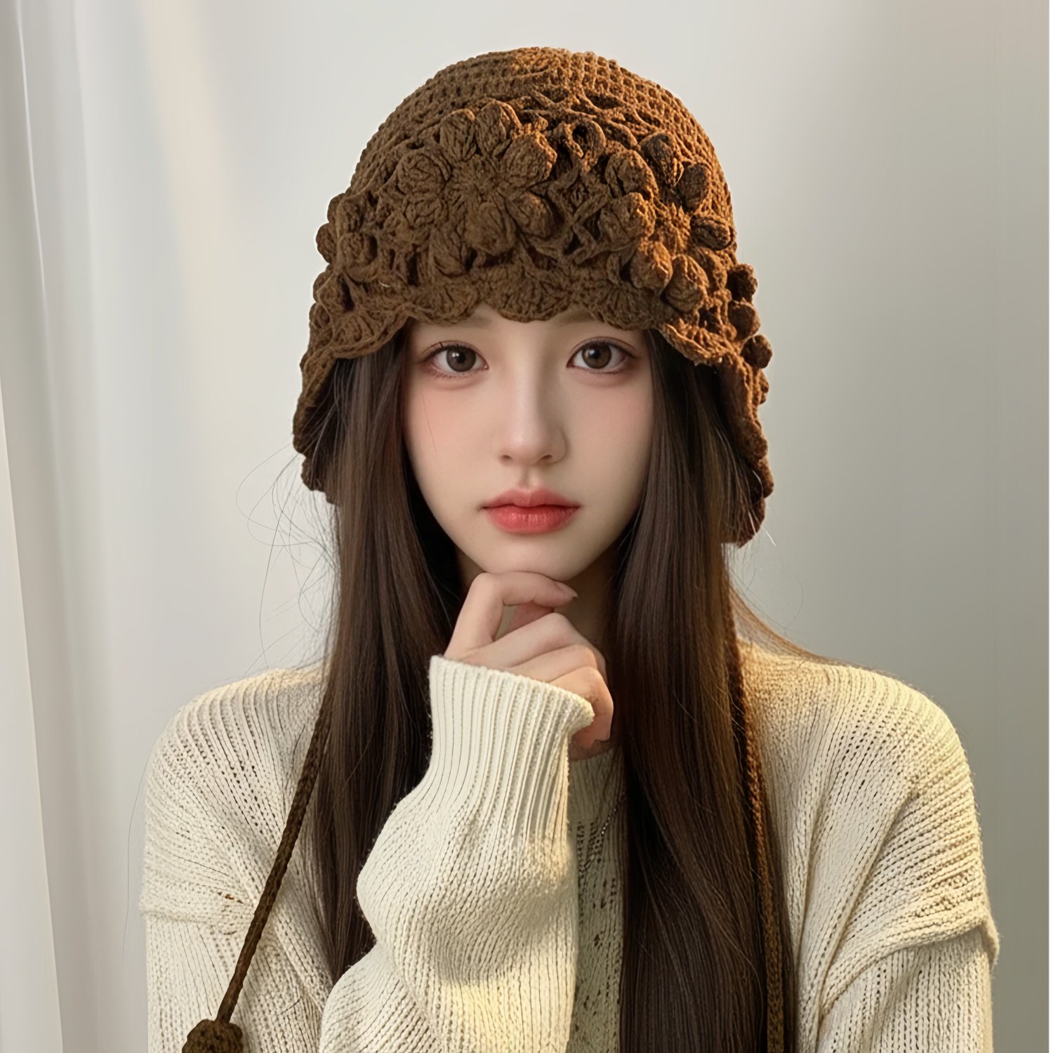 手工钩织花朵流苏毛线帽女秋冬川西旅游百搭时尚显脸小针织包头帽,服饰配件/皮带/帽子/围巾,帽子,淘宝优惠券,粉丝福利购,淘宝优惠卷