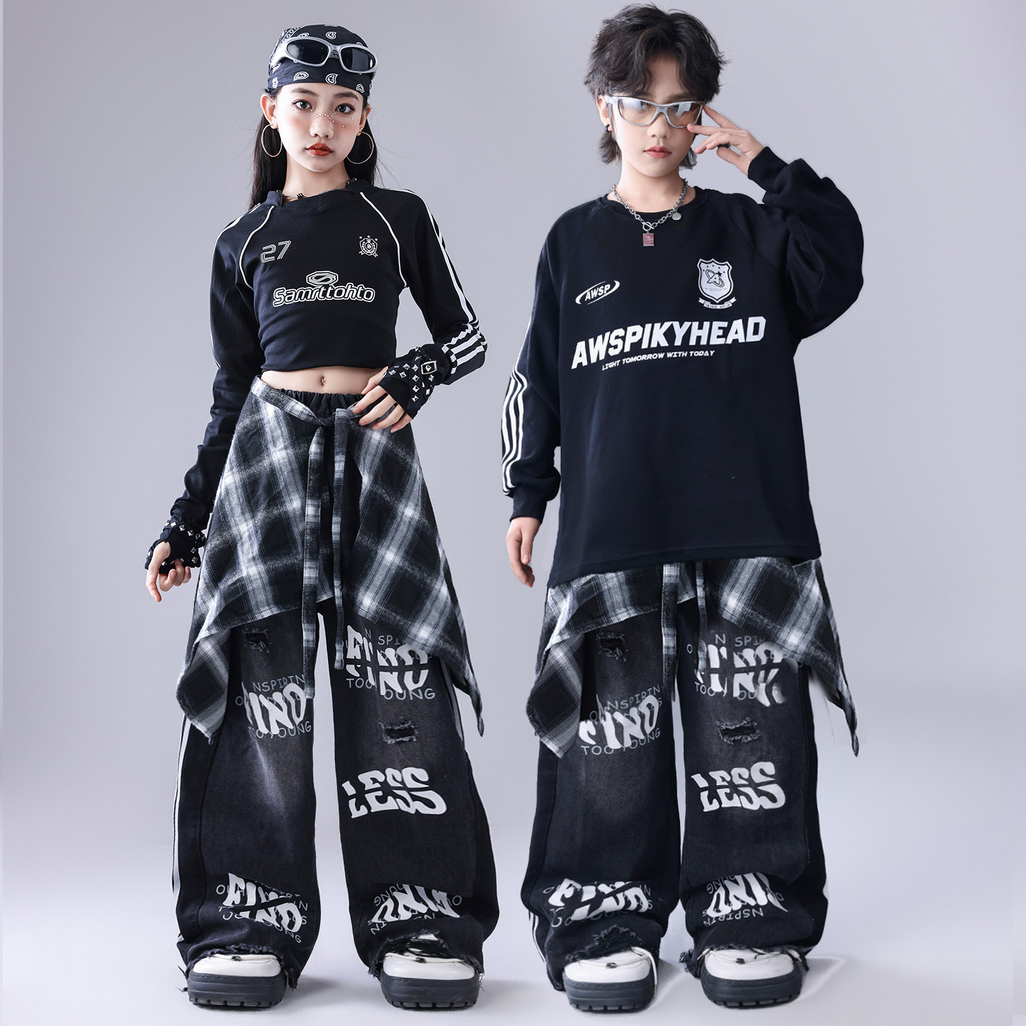 街舞男童套装hiphop酷帅演出服图片