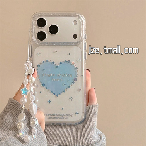jze韩系ins小众高级感水钻爱心适用苹果17ProMax手机壳透明iphone15新款16pro少女气质17pro全包14防摔手机套