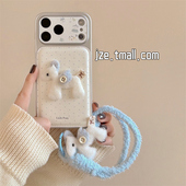 jze简约米白波点翅膀小马ins适用苹果17ProMax手机壳iphone15新款 16pro女款 13可爱15pro全包皮质防摔手机套14