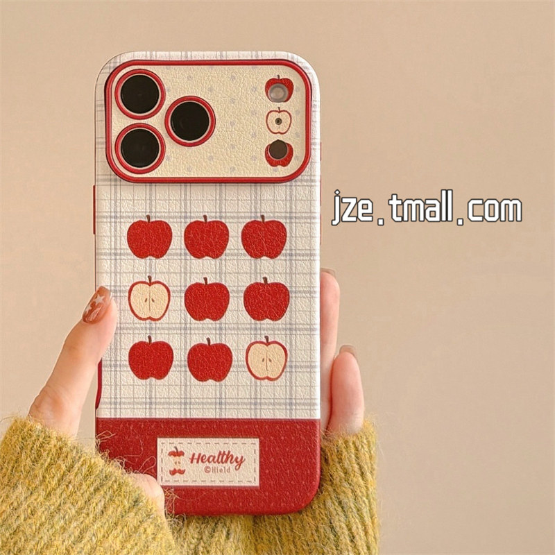 jze 韩风简约九宫格红苹果涂鸦适用苹果17ProMax手机壳iphone15新款16pro女款13大视窗15pro全包14防摔保护套
